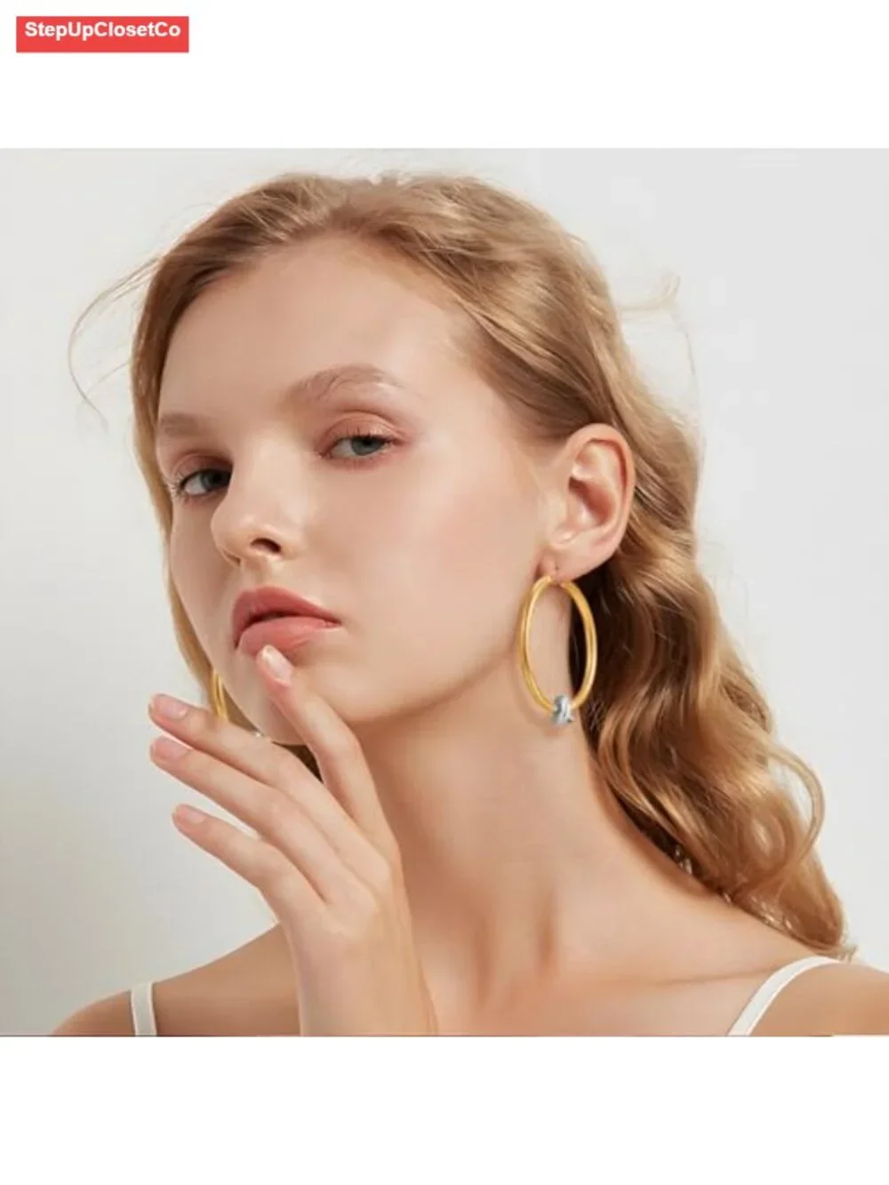 Large Gold Knot Hoop Earrings for Women 18K Gold Hoops Statement Lightweight